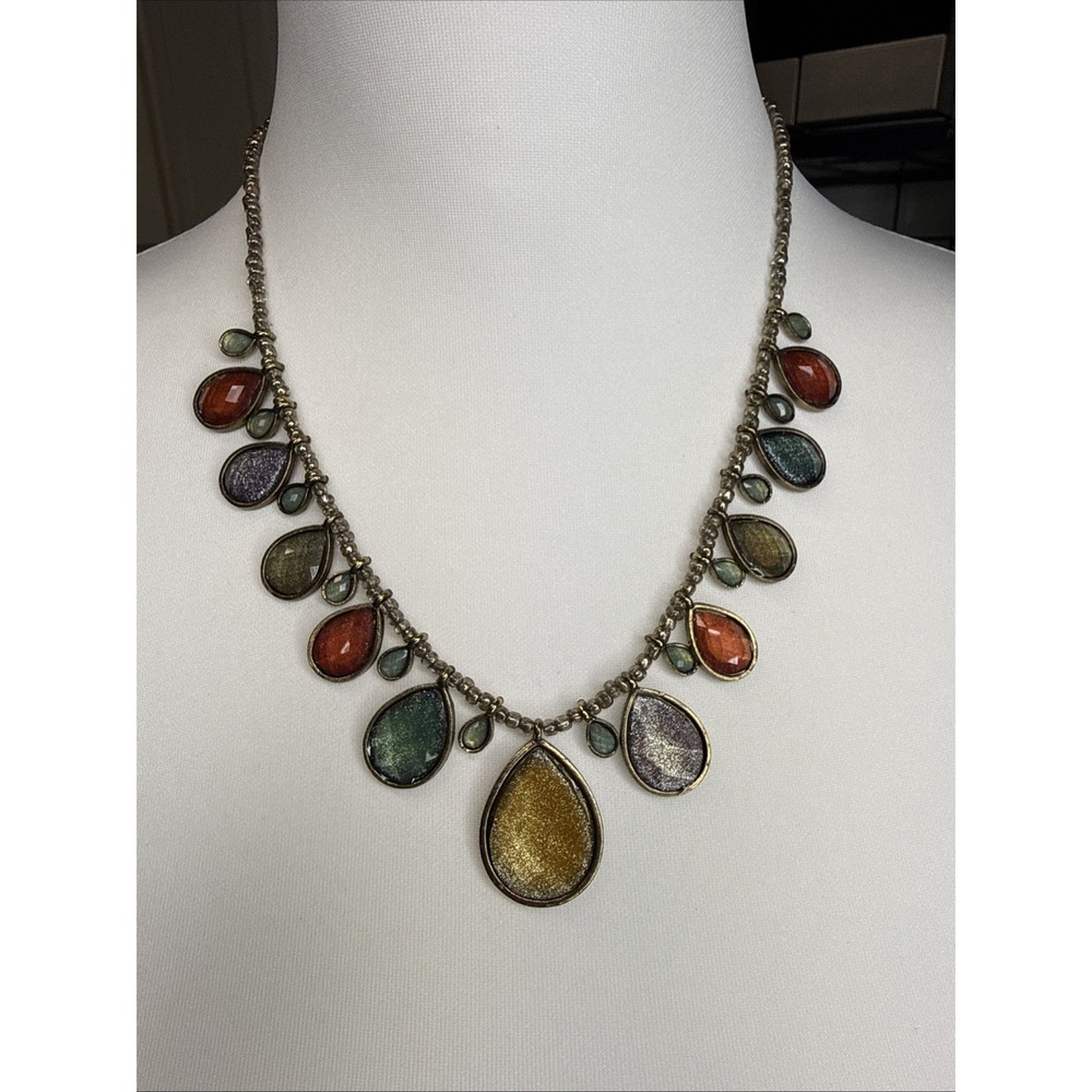 JB Statement Necklace Multicolor Teardrop Dangle